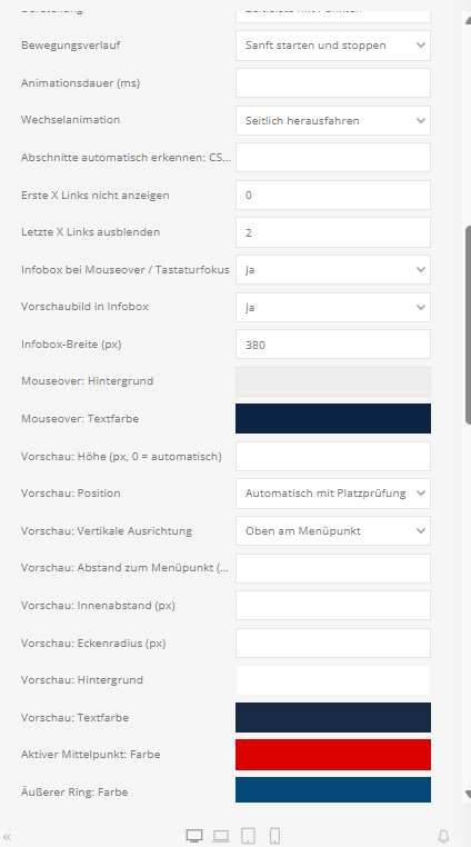 Builder-Einstellungen: Scroll Menu – Teil 2
