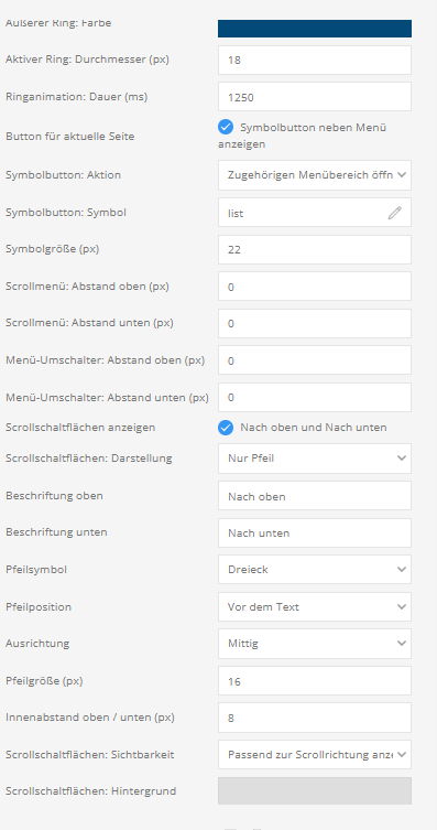 Builder-Einstellungen: Scroll Menu – Teil 3