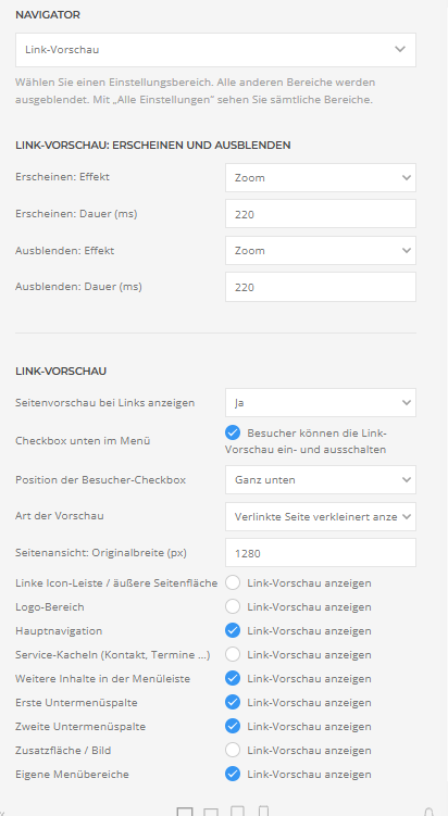 Builder-Einstellungen: Link-Vorschau – Teil 1