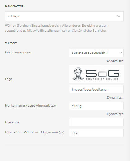 Builder-Einstellungen: 7. Logo